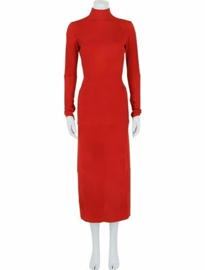 Pre-owned Ferragamo Lambskin Dress W/ Tags In Red