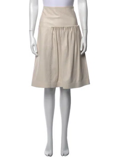 Pre-owned Ferragamo Lambskin Midi Length Skirt In Neutrals