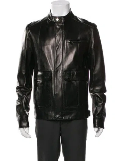 Pre-owned Ferragamo Lambskin Moto Jacket In Green