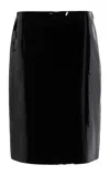 Ferragamo Lambskin Patent Midi Skirt In Black