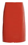Ferragamo Lambskin Patent Midi Skirt In Red