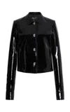 Ferragamo Lambskin Patent Single-breasted Jacket In Black