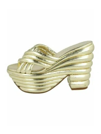 Pre-owned Ferragamo Lambskin Sandals W/ Tags In Gold