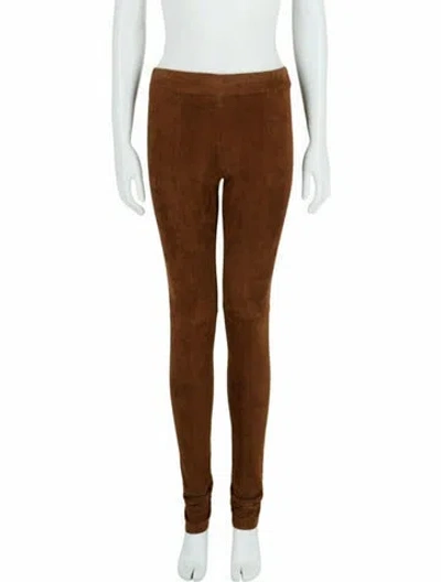 Pre-owned Ferragamo Lambskin Skinny Leg Pants W/ Tags In Brown