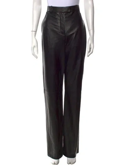 Pre-owned Ferragamo Lambskin Straight Leg Pants In Black