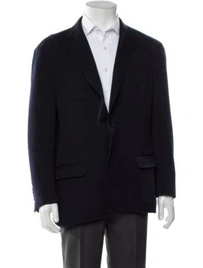 Pre-owned Ferragamo Lambswool Blazer In Blue