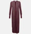 Ferragamo Lurex Longline Cardigan In Burgundy