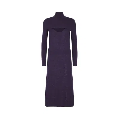 Pre-owned Ferragamo Lamé Wool Blend Dress 'purple' | Women's Size Xs