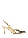 Ferragamo Slingback With Contrasting Inlays In Gold