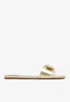Ferragamo Lamya Metallic Leather Slides