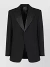 Ferragamo Lapel Blazer With Satin Collar And Pockets In Black