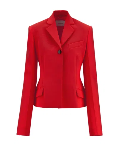 Ferragamo Lapel Button Suit Jacket In Red