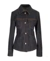 Ferragamo Dark Denim Single Breasted Jacket In Black