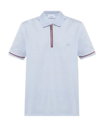 Ferragamo Lapel Polo Shirt In White