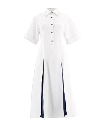 FERRAGAMO SALVATORE FERRAGAMO SATIN-INLAY FLARED SHIRTDRESS