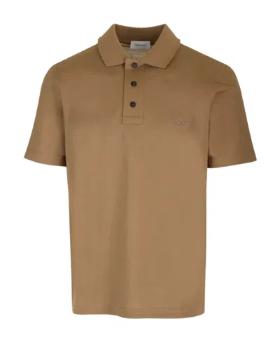 Ferragamo Lapel Short-sleeved Polo Shirt In Brown