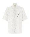 Ferragamo Logo-print Short-sleeve Cotton Blend Shirt In White