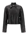 Ferragamo Short Leather Jacket With Collar And Zipper In Black