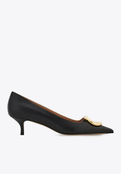 Ferragamo Lara 40 Gancini Leather Pumps In Black