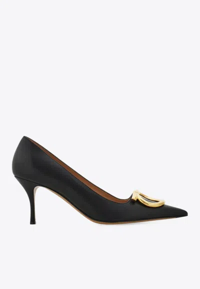 Ferragamo Lara 70 Gancini Leather Pumps In Black