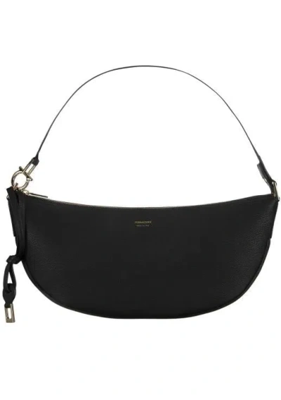 Ferragamo Large Black Half Moon Bag