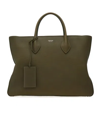 Ferragamo Brown Logo Large Tote