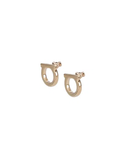 Ferragamo Large Earrings "gancini" In Gold