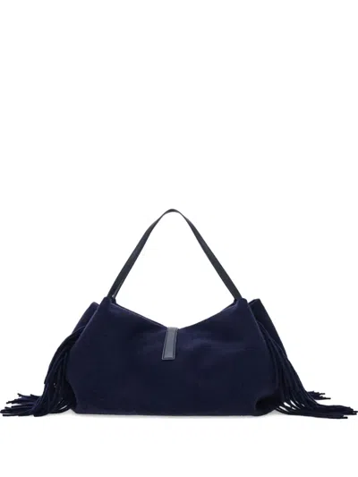 Ferragamo Grosser Tote Bag Mit Fransen In Blue