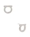 Ferragamo Crystal Stud Earrings Embellished Stones In Silver