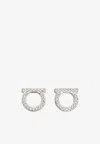 Ferragamo Silver Earrings With Rhinestone Embellishment In Silver