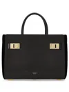Ferragamo Large Gancini Leather Tote In Black