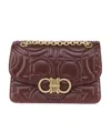 Ferragamo Large Gancini Logo Embossed Shoulder Bag In Red