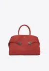 Ferragamo Structured Red Leather Shoulder Bag In Red