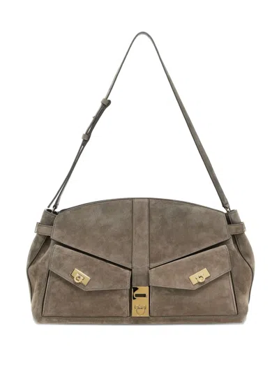 Ferragamo Large Hug Cross Body Bag In Grey