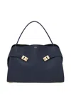 Ferragamo Large Hug Leather Shoulder Bag In Blue