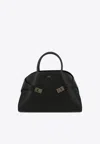 Ferragamo Large Hug Leather Top Handle Bag In Black