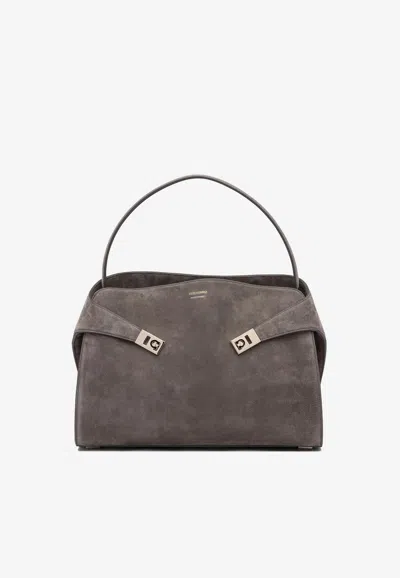 Ferragamo Large Hug Soft Suede Shoulder Bag