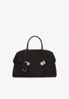 Ferragamo Large Hug Soft Suede Top Handle Bag In Brown