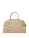 Ferragamo Large Hug Tote With Spike Embellished In Neutral