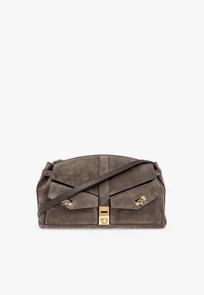 Ferragamo Large Hug Suede Shoulder Bag