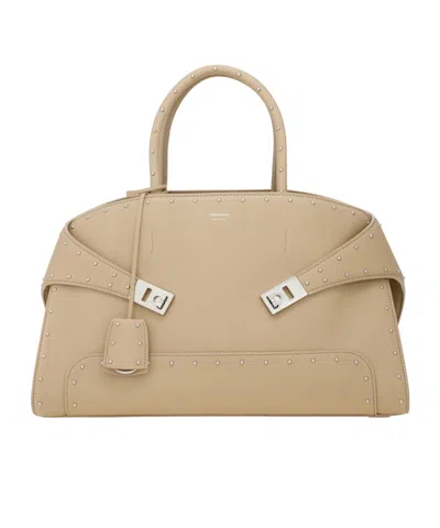 Ferragamo Large Hug Tote With Spike Embellished