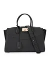 Ferragamo Black Handbag With Adjustable And Removable Shoulder Strap And Gancini Turn-lock Closure In Grained  In Black