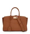 Ferragamo Large Leather New Studio Top-handle Bag In Sand