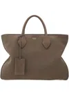 Ferragamo Large Leather Tote Bag In Brown