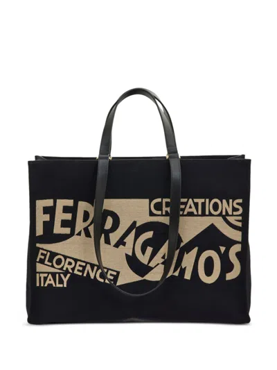 Ferragamo Large Tote Bag With Logo In Multicolor