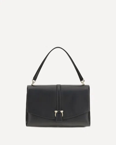 Ferragamo Black Calf Leather Bos Taurus Shoulder Bag