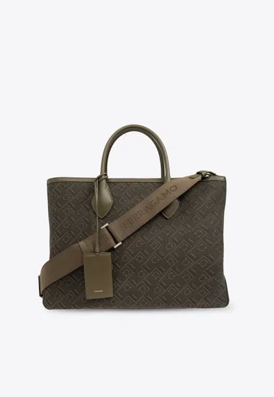 Ferragamo Large Monogram Jacquard Tote Bag