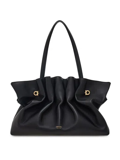 Ferragamo Large Piercing Shoulder Bag In Black