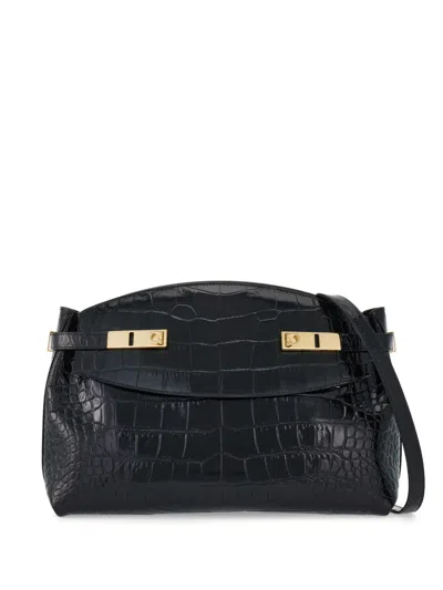 Ferragamo Large Pouch Gancini-buckle Clutch Bag In Black