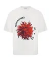 Ferragamo Short Sleeved T-shirt With Maxi Print Detail In White